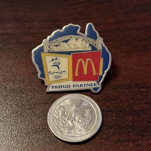 McDonald’s 2000 Sydney Olympics Opera House Bridge Proud Partner Employee Pin - Picture 2 of 3